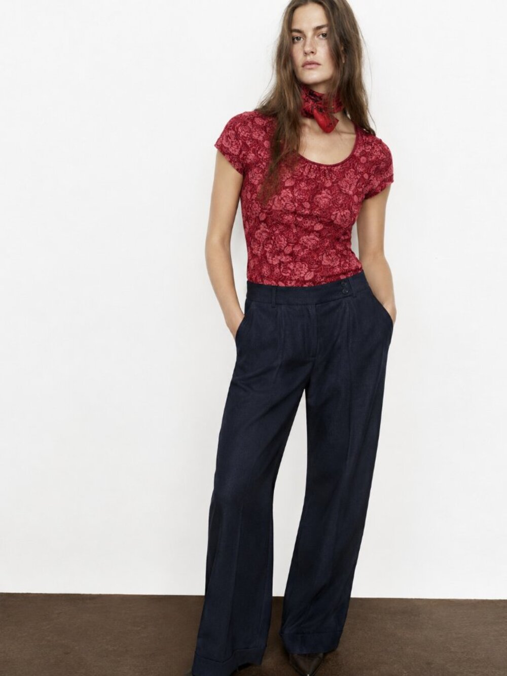 Sweet Red Pink Rose Floral Cotton M T-shirt Romantic Cottagecore